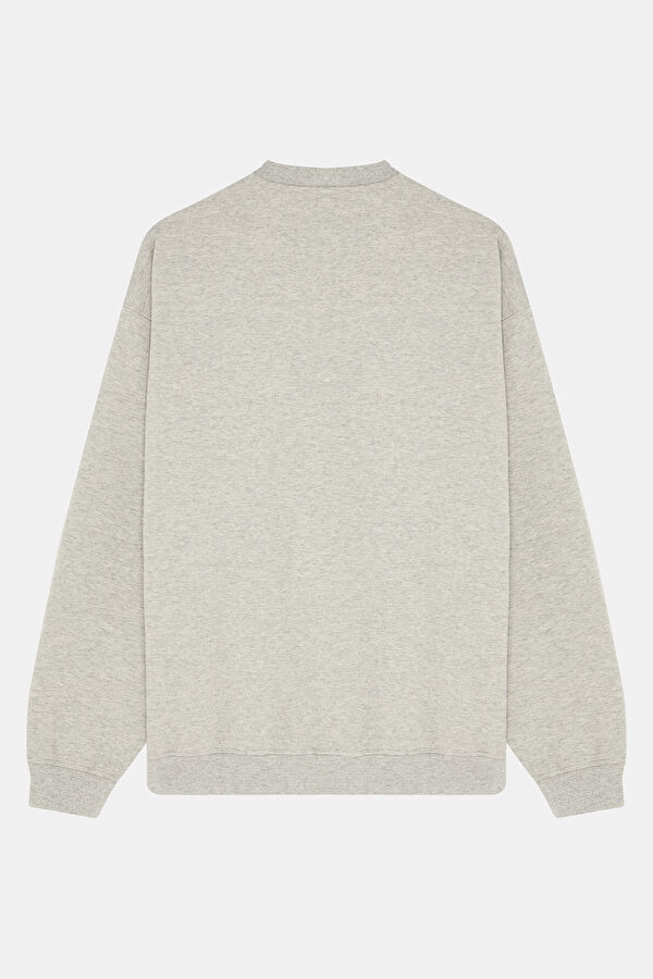 Gri Oversize Bisiklet Yaka Erkek Sweatshirt 2