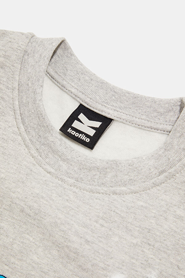 Gri Oversize Bisiklet Yaka Erkek Sweatshirt 3