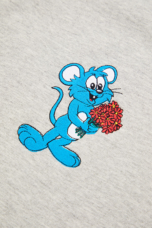 Gri Oversize Bisiklet Yaka Erkek Sweatshirt 4