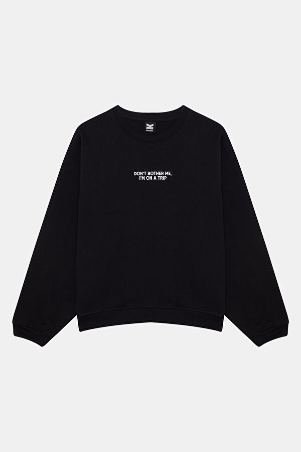 Black Oversize Crew Neck Men's Sweatshirt