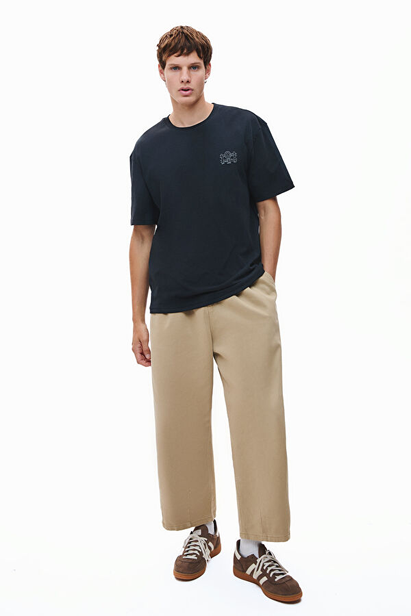 Oversize Beige Wide Leg Men's Trousers