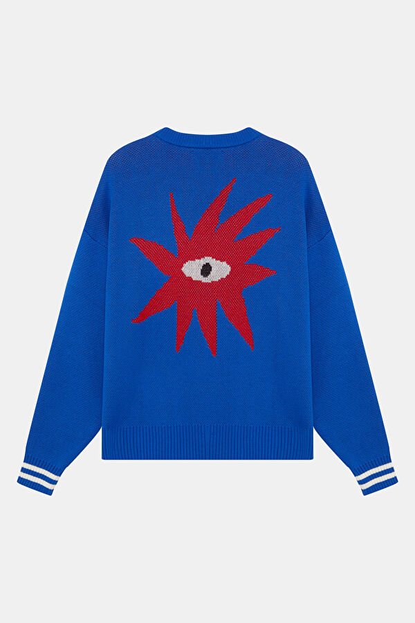 Mavi Oversize Bisiklet Yaka Erkek Sweatshirt 5