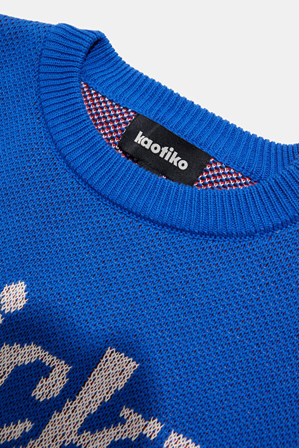Mavi Oversize Bisiklet Yaka Erkek Sweatshirt 6