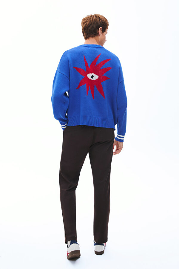 Mavi Oversize Bisiklet Yaka Erkek Sweatshirt 2