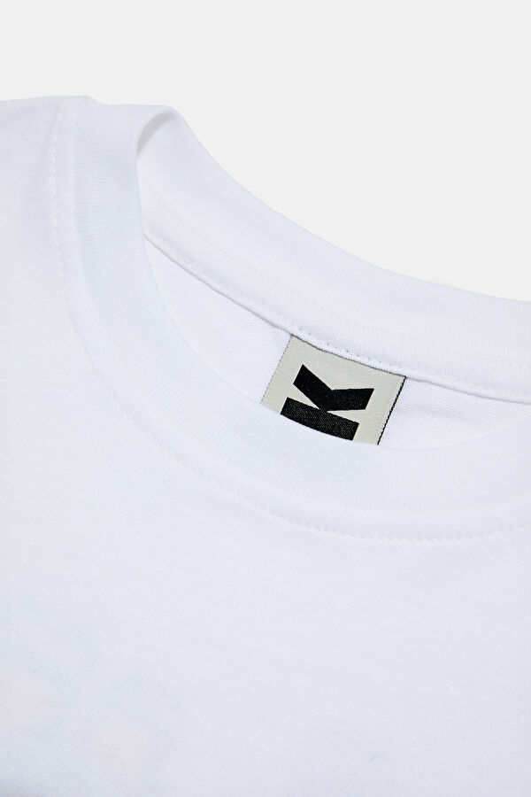 Relax Fit White Crew Neck Printed Men's T-Shirt 3