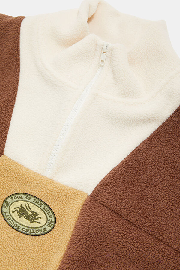 Kahve Oversize Dik Yaka Erkek Sweatshirt 3