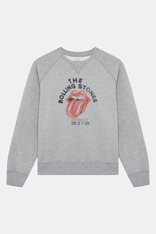 Gri Bisiklet Yaka Erkek Sweatshirt