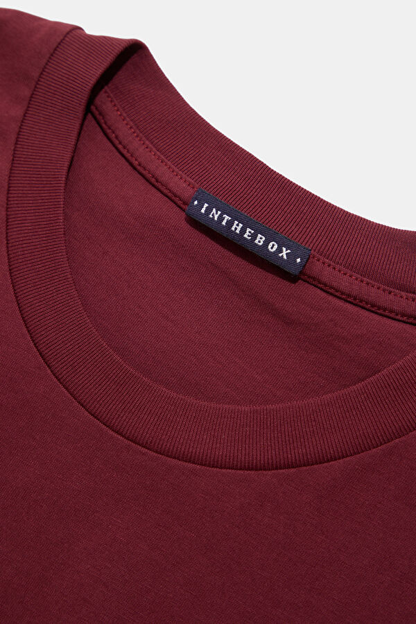 Burgundy Crew Neck Printed Men's T-Shirt 3