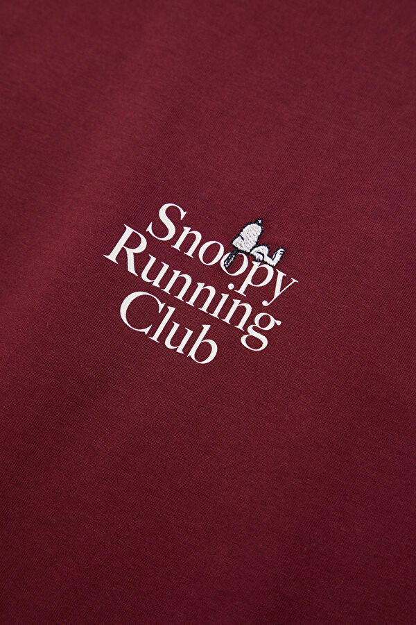 Burgundy Crew Neck Printed Men's T-Shirt 4