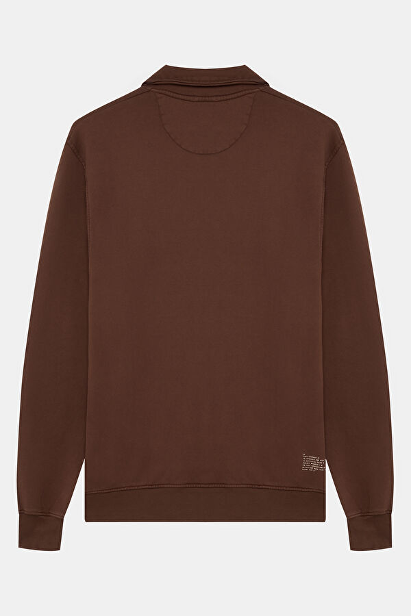 Kahve Polo Yaka Erkek Sweatshirt 2