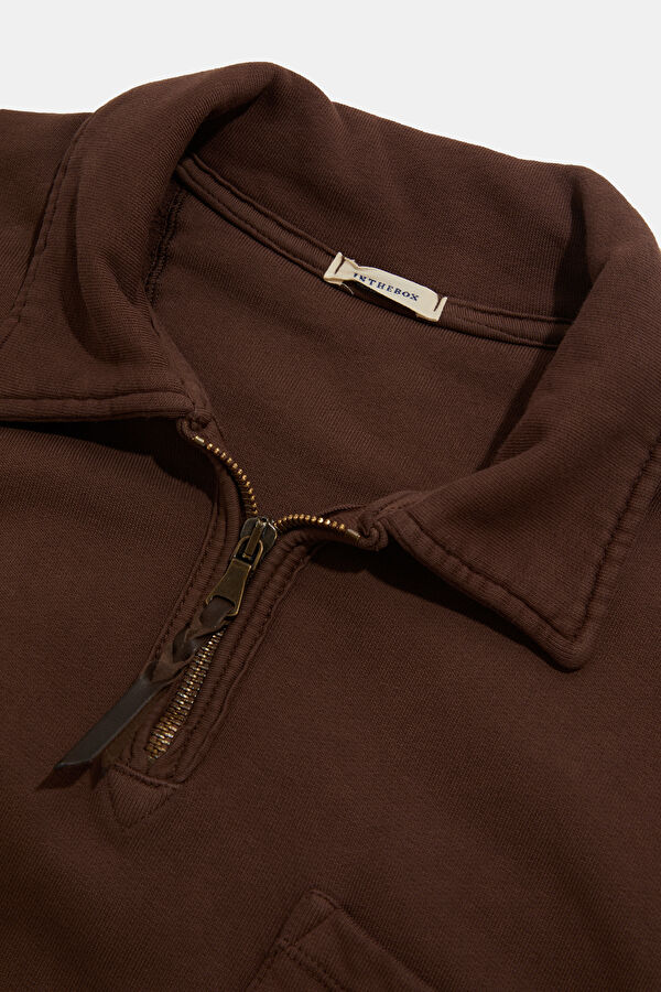 Kahve Polo Yaka Erkek Sweatshirt 3