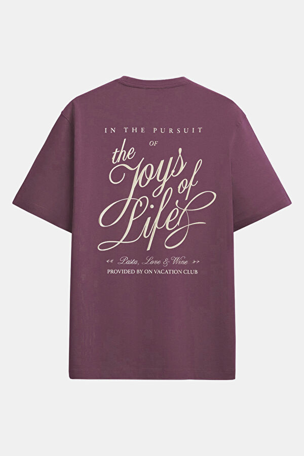 Oversize Bordo Bisiklet Yaka Baskılı Erkek T-Shirt 5