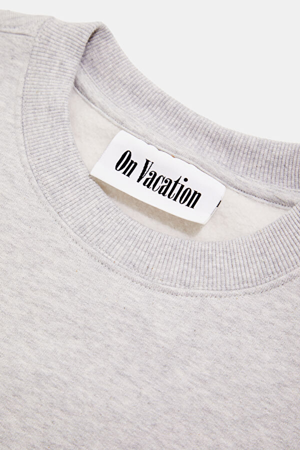 Gri Relax Kalıp Bisiklet Yaka Erkek Sweatshirt 3