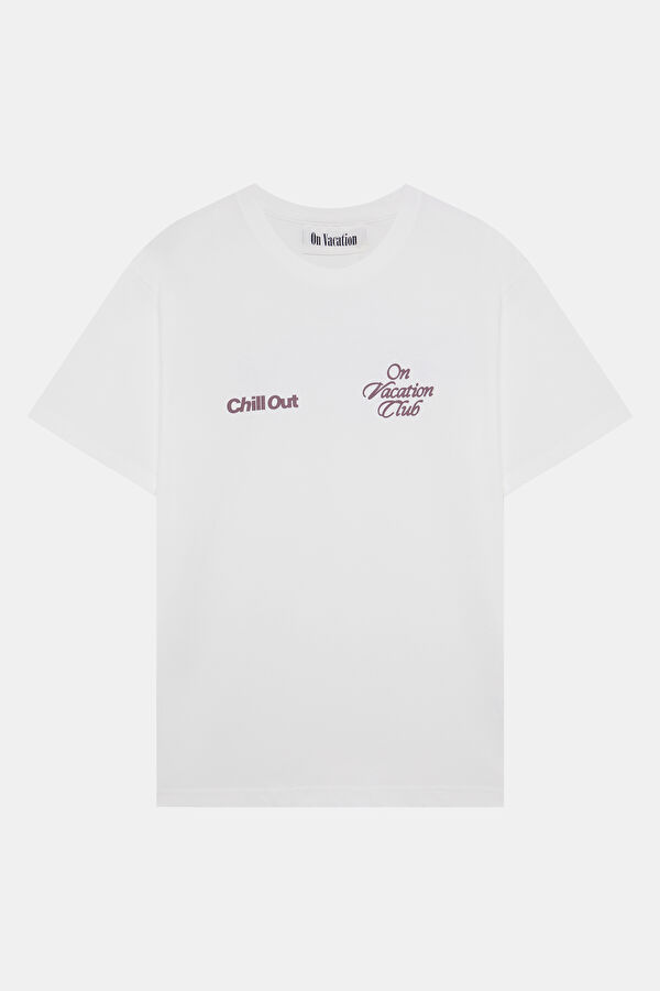 Oversize White Crew Neck Printed Men's T-Shirt 4