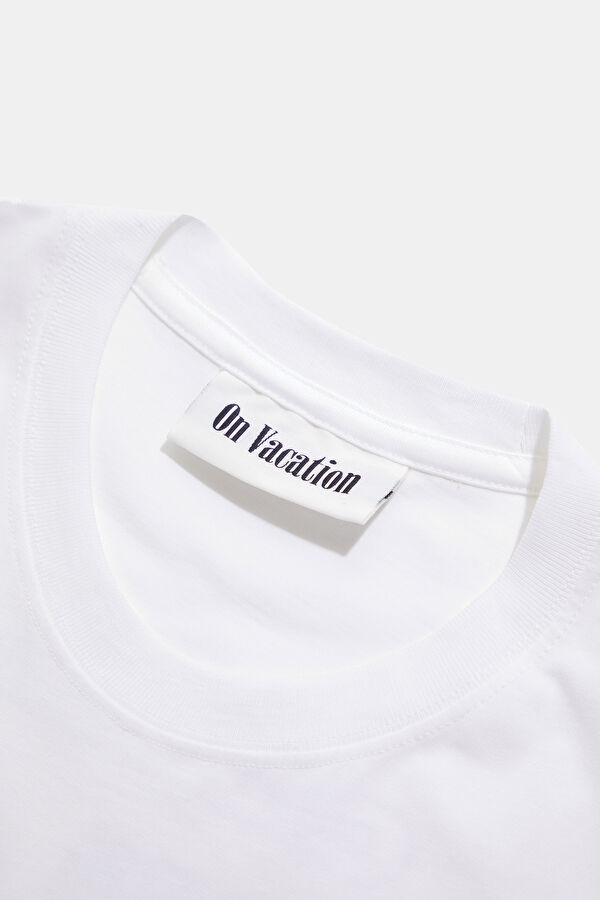 Oversize White Crew Neck Printed Men's T-Shirt 6