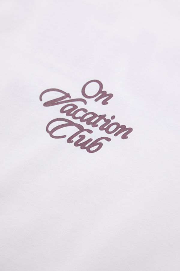 Oversize White Crew Neck Printed Men's T-Shirt 7