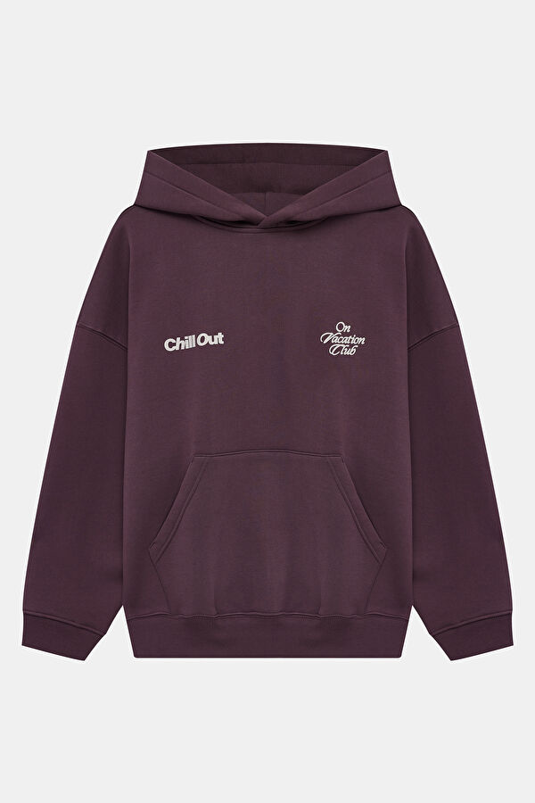 Burgundy Oversize Hooded Men's Sweatshirt