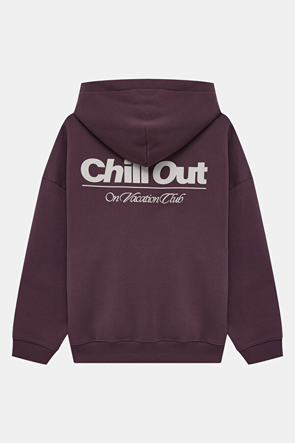 Burgundy Oversize Hooded Men's Sweatshirt 2