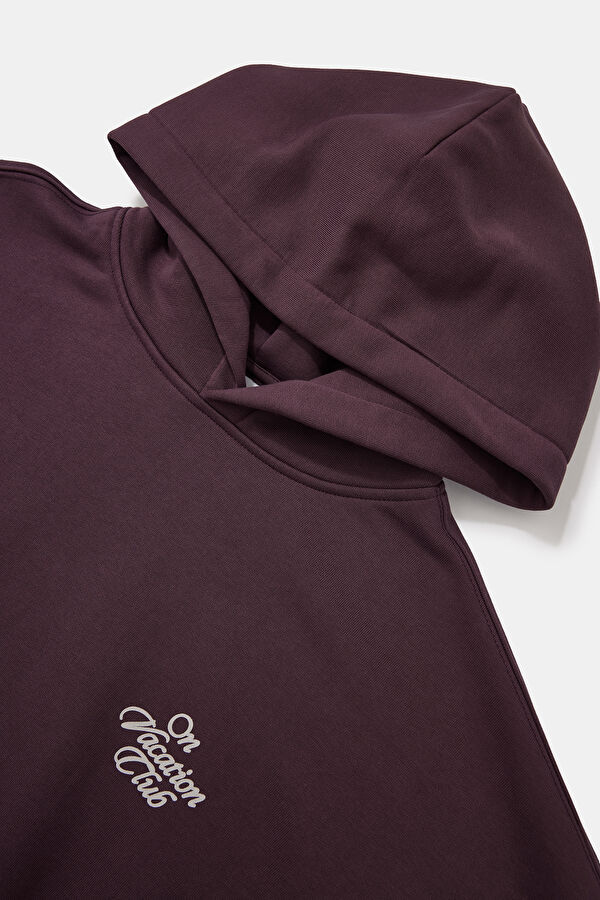 Burgundy Oversize Hooded Men's Sweatshirt 3