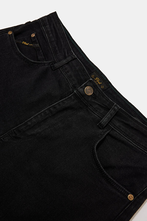 Black Straight Cotton Elastane Men's Jeans 3