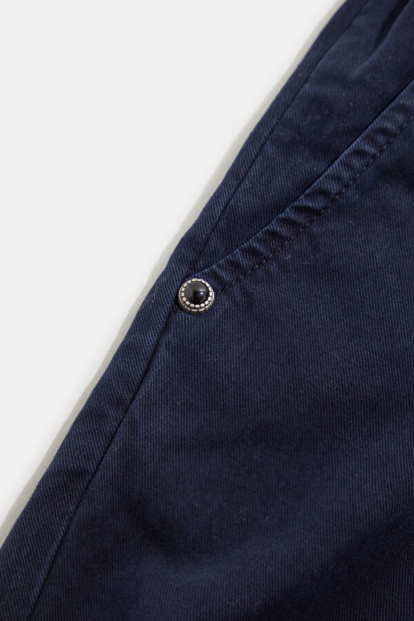 Relax Kalıp Lacivert Tapered Fit Pamuk/Tensel Erkek Pantolon 5