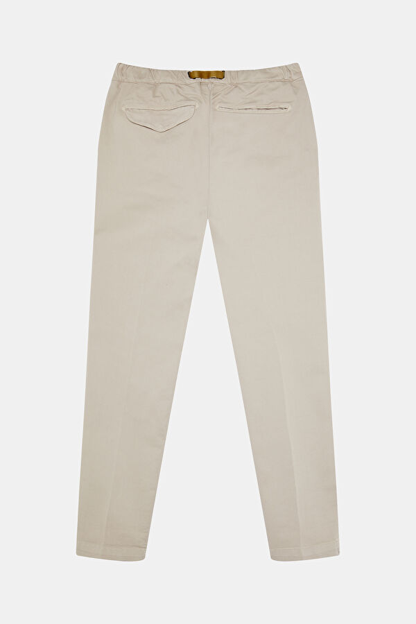 Relax Fit Off-White Straight Leg Cotton Elastane Men's Trousers 2