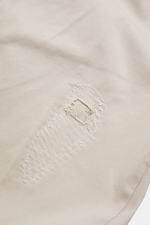 Relax Fit Off-White Straight Leg Cotton Elastane Men's Trousers 4
