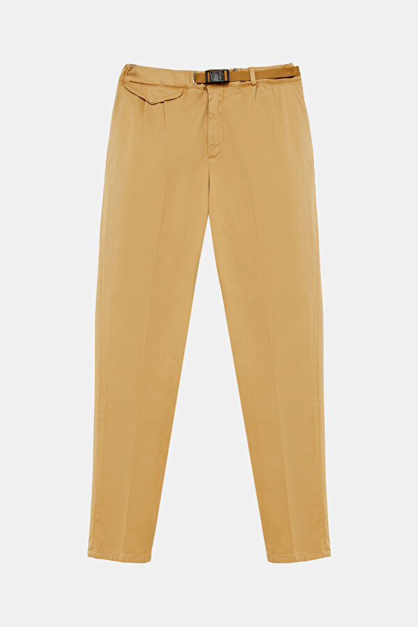 Açık Camel Tapered Fit Pamuk/Tensel Erkek Pantolon