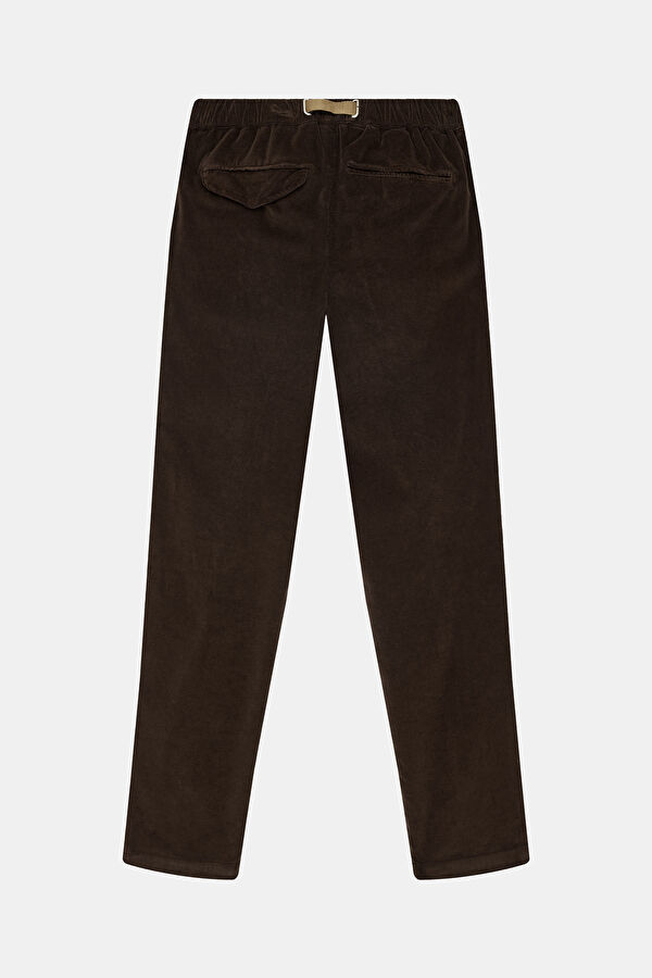 Relax Fit Dark Brown Tapered Fit Cotton Elastane Men's Trousers 2