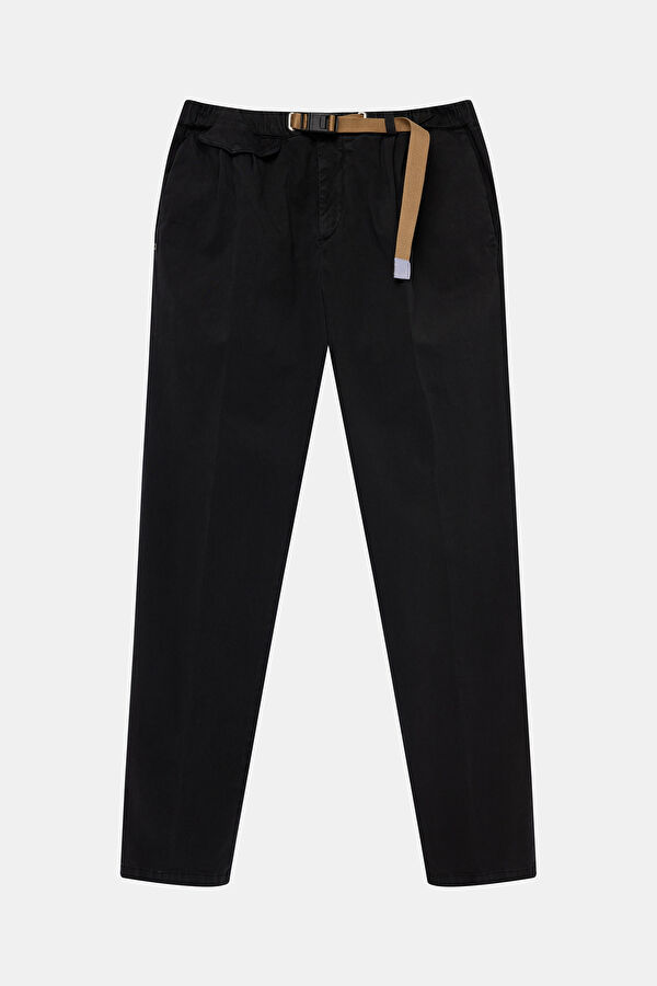Siyah Tapered Fit Pamuk/Tensel Erkek Pantolon