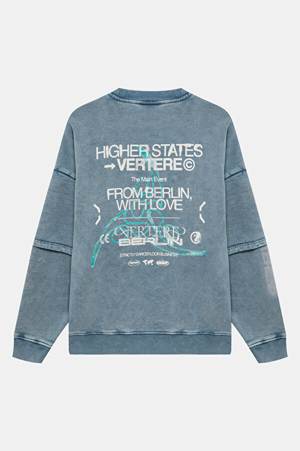 Gri Oversize Bisiklet Yaka Erkek Sweatshirt 2