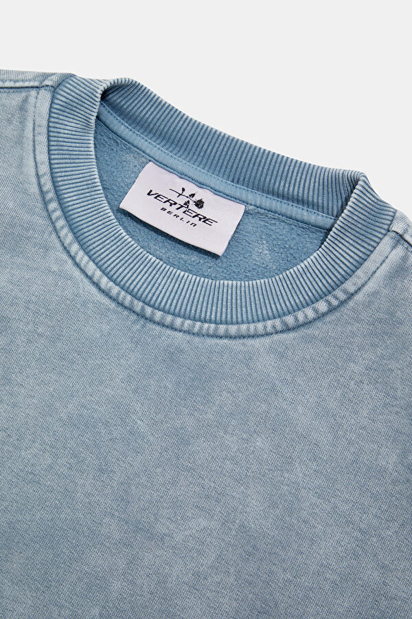 Gri Oversize Bisiklet Yaka Erkek Sweatshirt 3