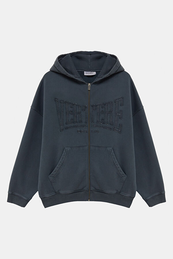 Siyah Relax Kalıp Kapuşonlu Erkek Sweatshirt