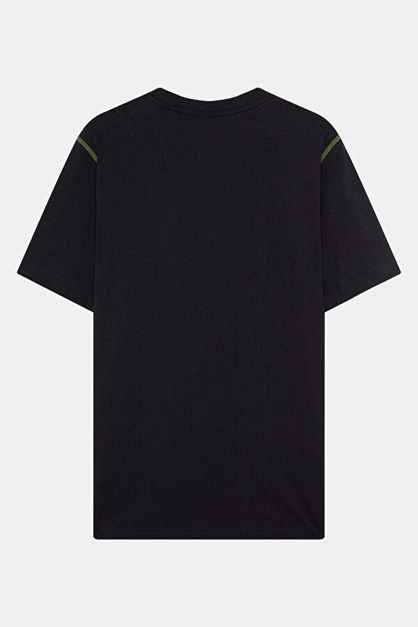 Relaxed Fit Black Crew Neck Printed Men's T-Shirt 4