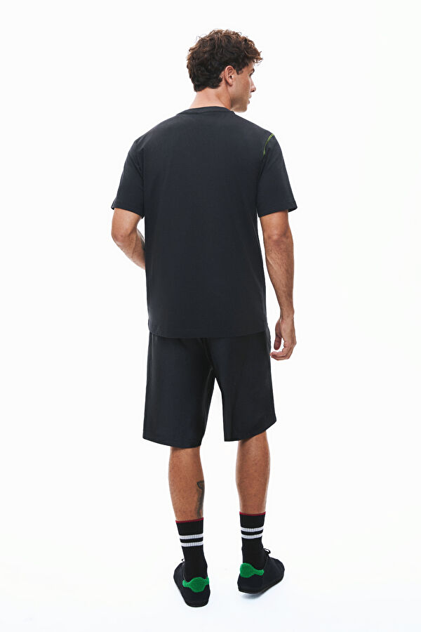 Relaxed Fit Black Crew Neck Printed Men's T-Shirt 2