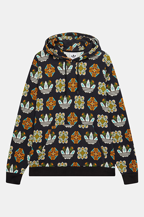 Siyah Relax Kalıp Kapuşonlu Erkek Sweatshirt 4