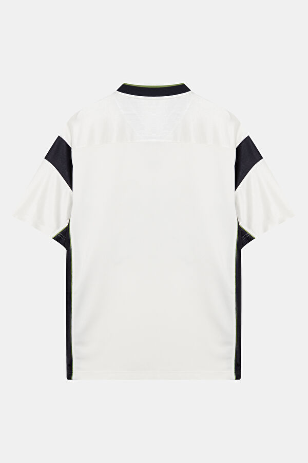 Relax Kalıp Beyaz V Yaka Baskılı Erkek T-Shirt 4