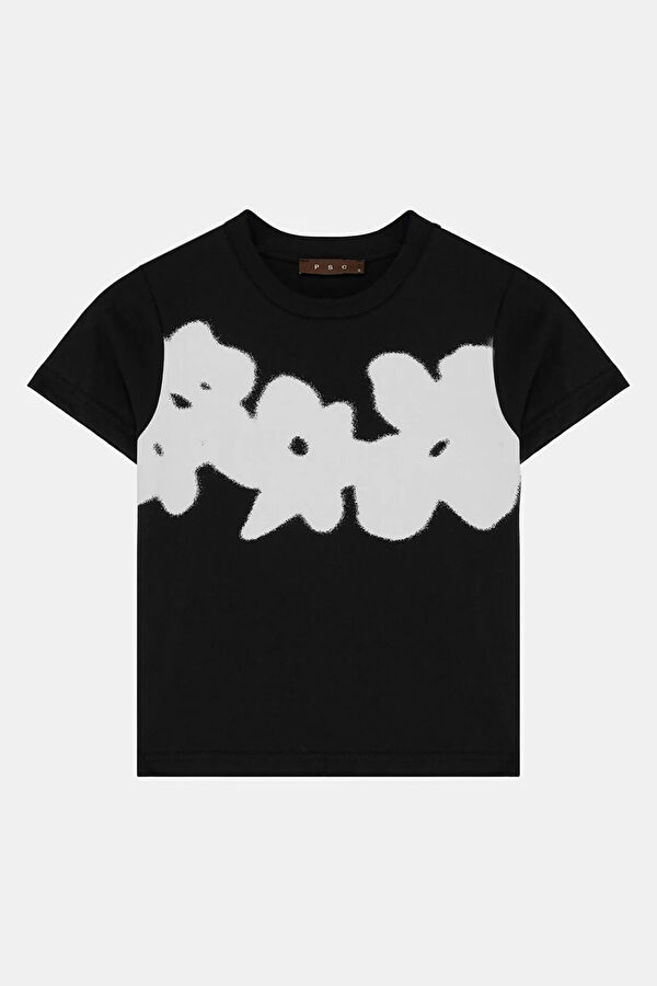 Siyah Baskılı Kadın T-Shirt