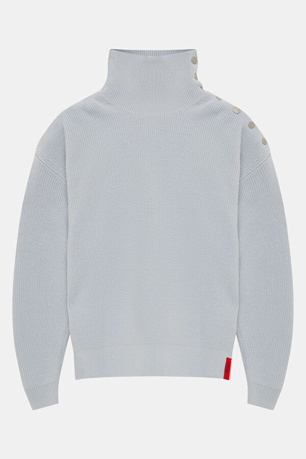 Mavi Balıkçı Yaka Kadın Sweatshirt