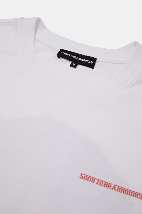 Oversize White Crew Neck Printed Men's T-Shirt 3