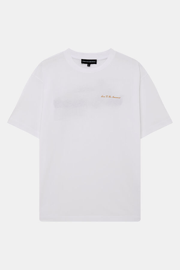 Oversize White Crew Neck Printed Men's T-Shirt