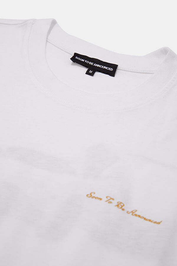 Oversize White Crew Neck Printed Men's T-Shirt 3