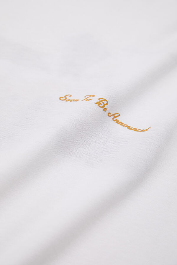Oversize White Crew Neck Printed Men's T-Shirt 4