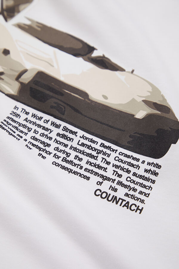 Oversize White Crew Neck Printed Men's T-Shirt 5