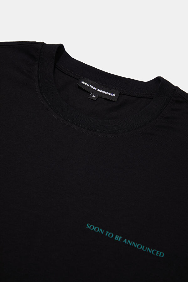 Oversize Black Crew Neck Printed Men's T-Shirt 3
