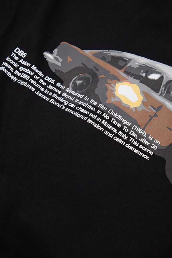 Oversize Black Crew Neck Printed Men's T-Shirt 6