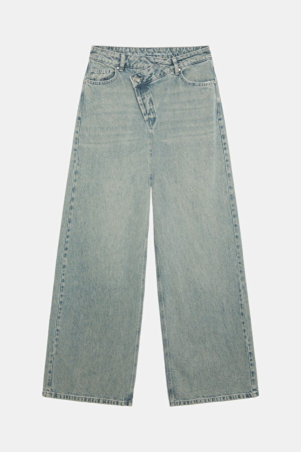 Blue Wide Leg Women's Trousers