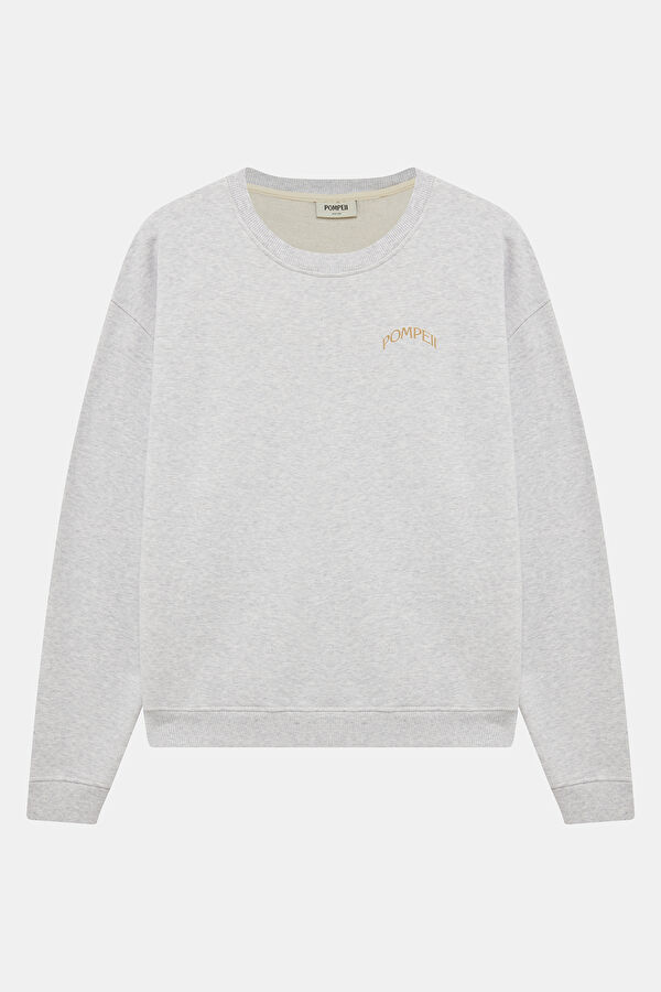 Açık Gri Relax Kalıp Bisiklet Yaka Erkek Sweatshirt