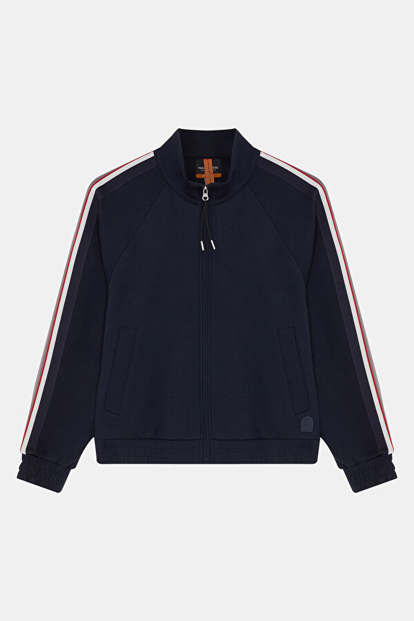 Lacivert Dik Yaka Kadın Sweatshirt