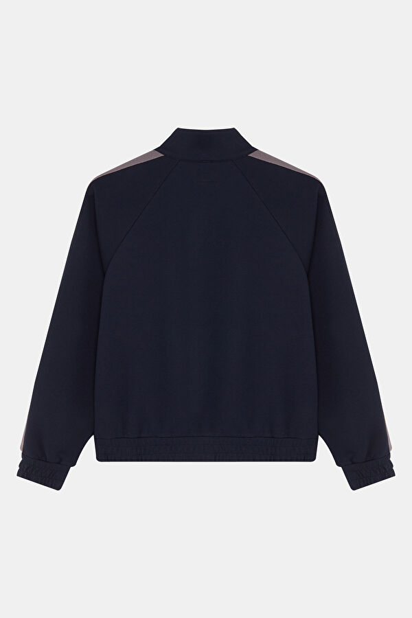 Lacivert Dik Yaka Kadın Sweatshirt 2